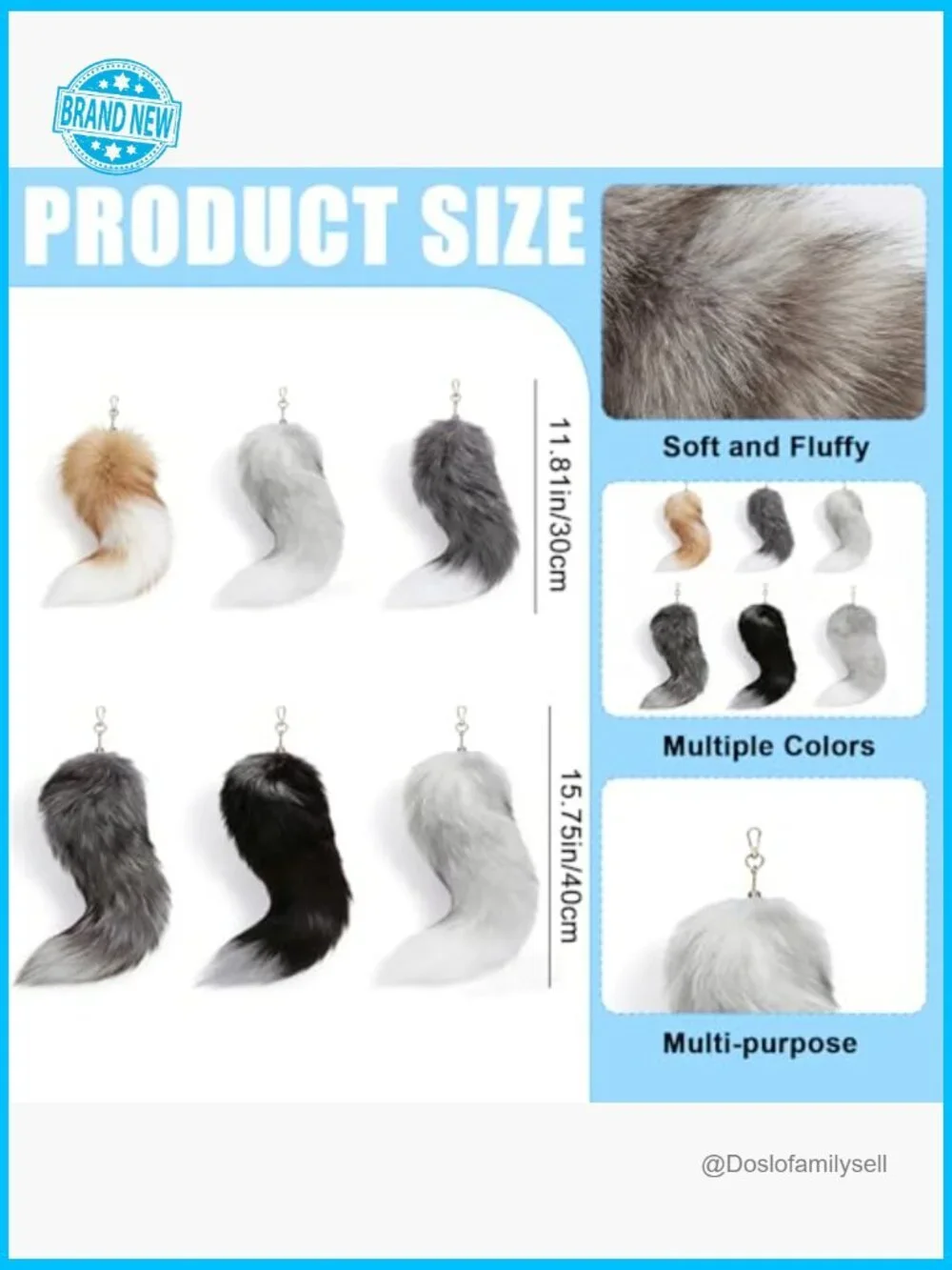 Fluffy Faux Fur Tail Keychains Cosplay Accessories Bag Charms Party Costume
